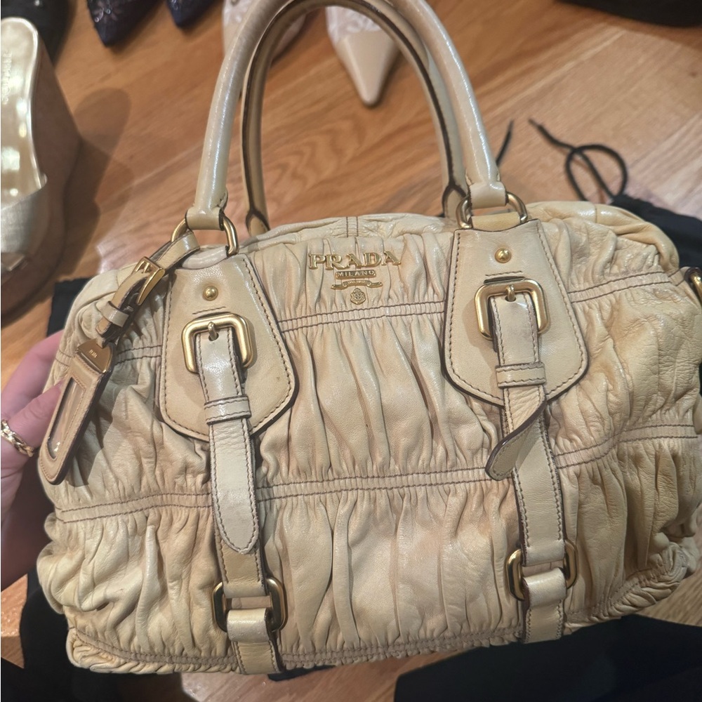 Prada Beige leather Nappa Gaufre Women's Bag